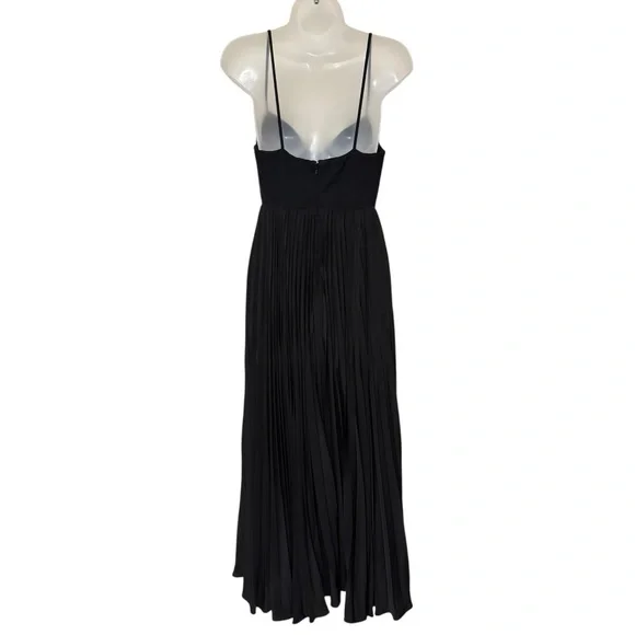 ANTHROPOLOGIE | $180 Sweetheart Bodice Pleated Midi Dress in Black, Size Small - Picture 7 of 12